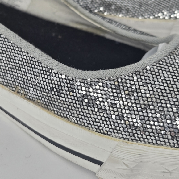 Converse one star ballet flats silver sequins size 5 bling glam metallic - Picture 8 of 9
